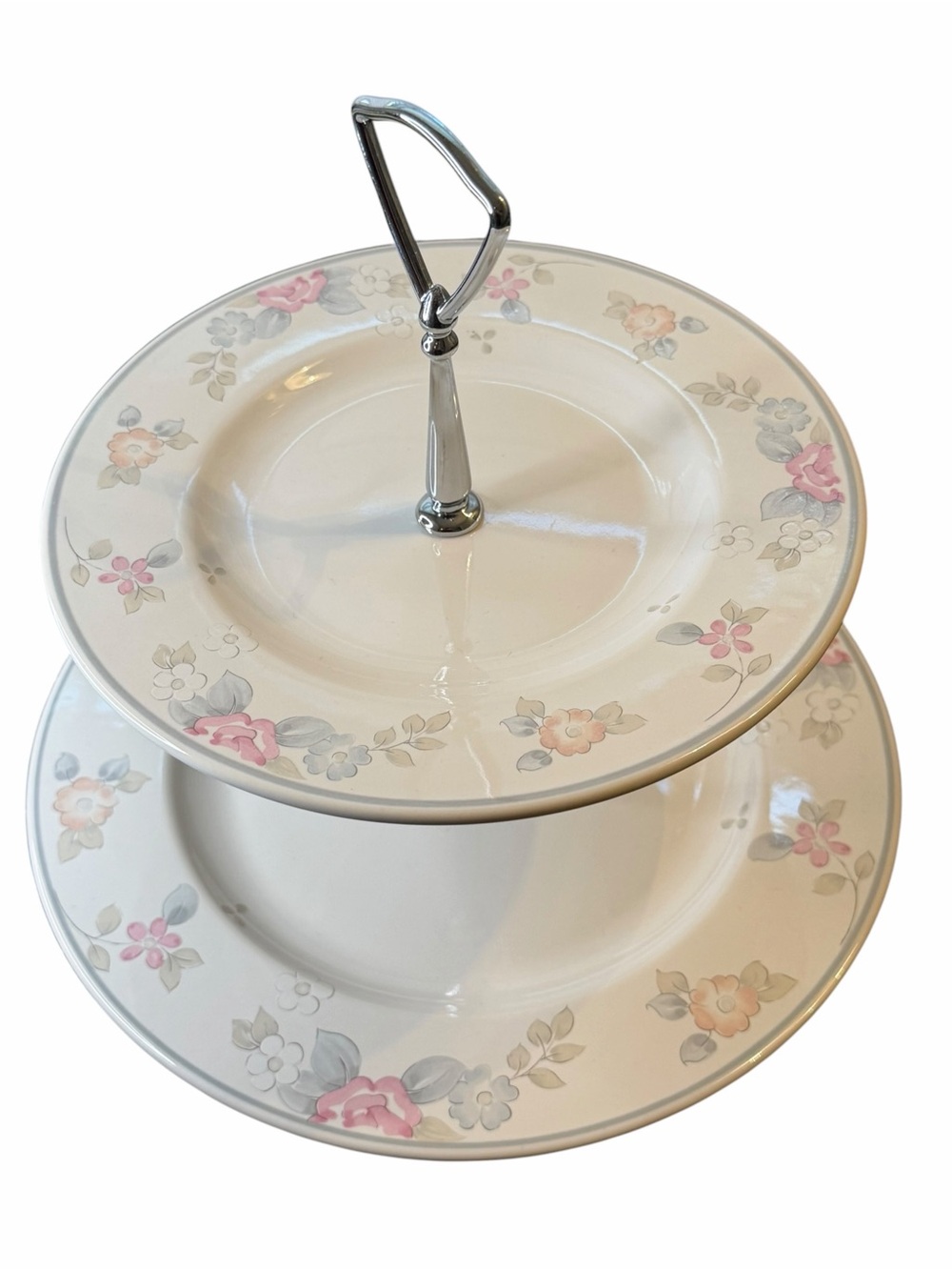 Pfaltzgraff Wyndham 2001 Collectors Edition 2 Tier Serving Tray Floral USA
